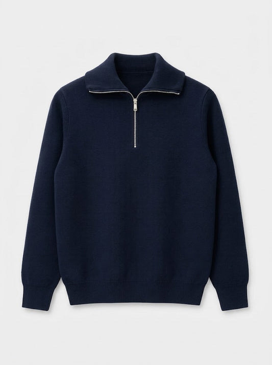 NAVY QUARTER ZIPPER